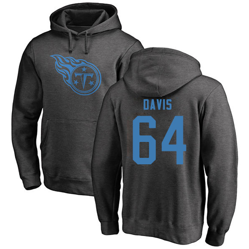 Tennessee Titans Men Ash Nate Davis One Color NFL Football #64 Pullover Hoodie Sweatshirts->tennessee titans->NFL Jersey